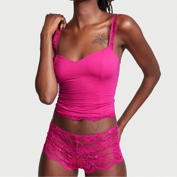 NWT Cropped Modal Lace Back Cami and Panty Set, Size XXL - Picture 1 of 2